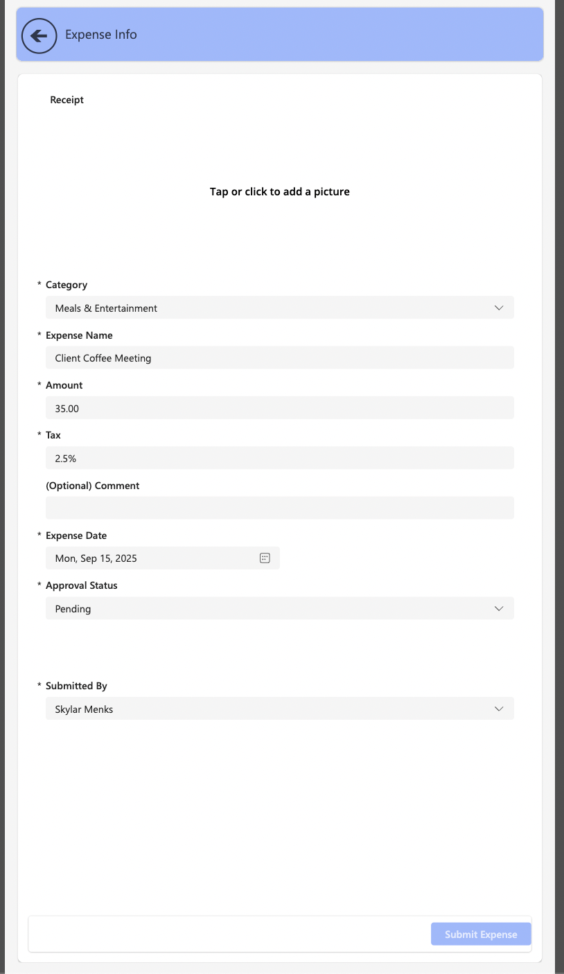 EZExpense New Expense